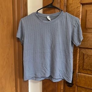 Cropped Lululemon Blue Mesh Athletic Shirt